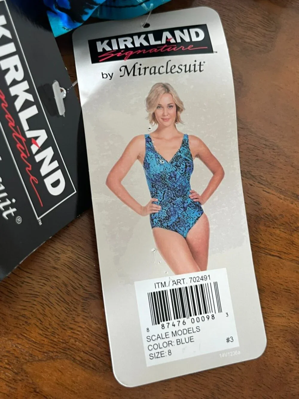 NWT Kirkland Miraclesuit Crossover Drape One Piece Swimsuit Blue Metallic Size 8